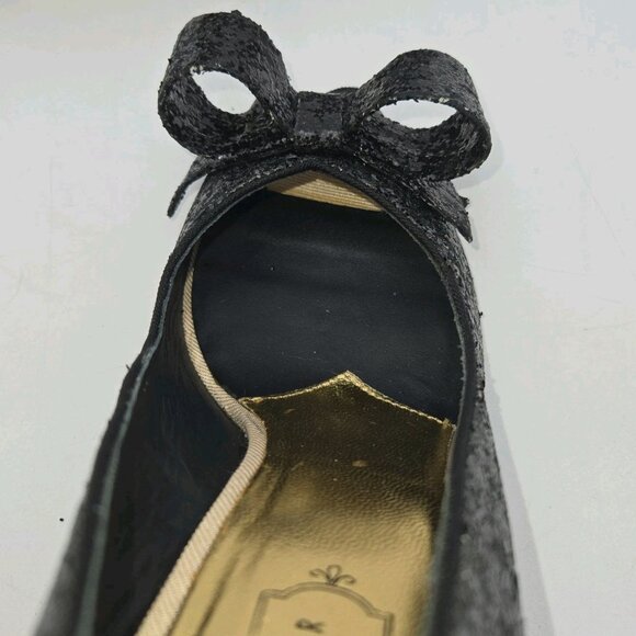 Ted Baker London Keanah Big Bow Peep Toe Black Sparkles High Heel Pumps Shoes 9 - Picture 6 of 14